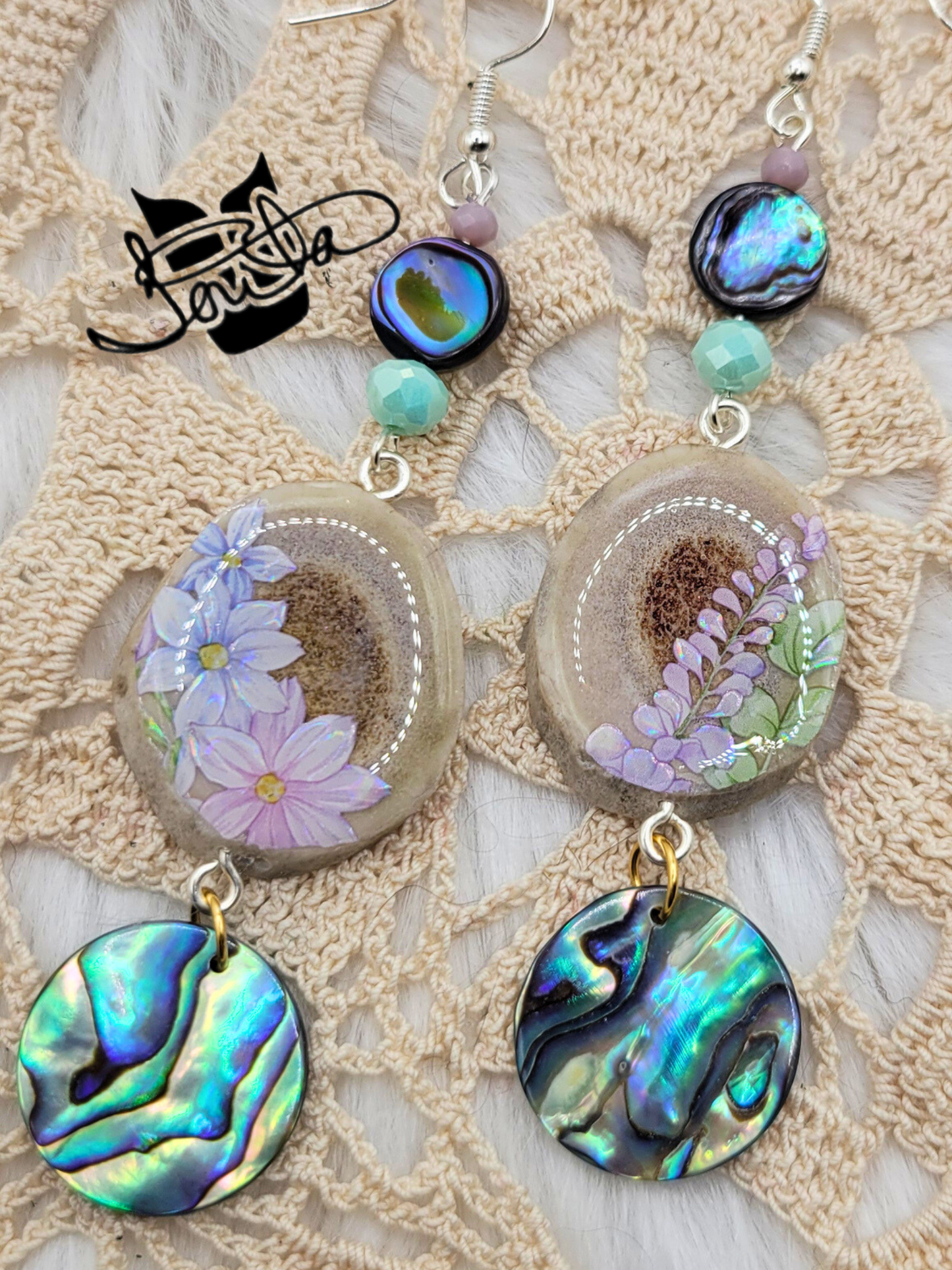 Antler & Abalone Earrings