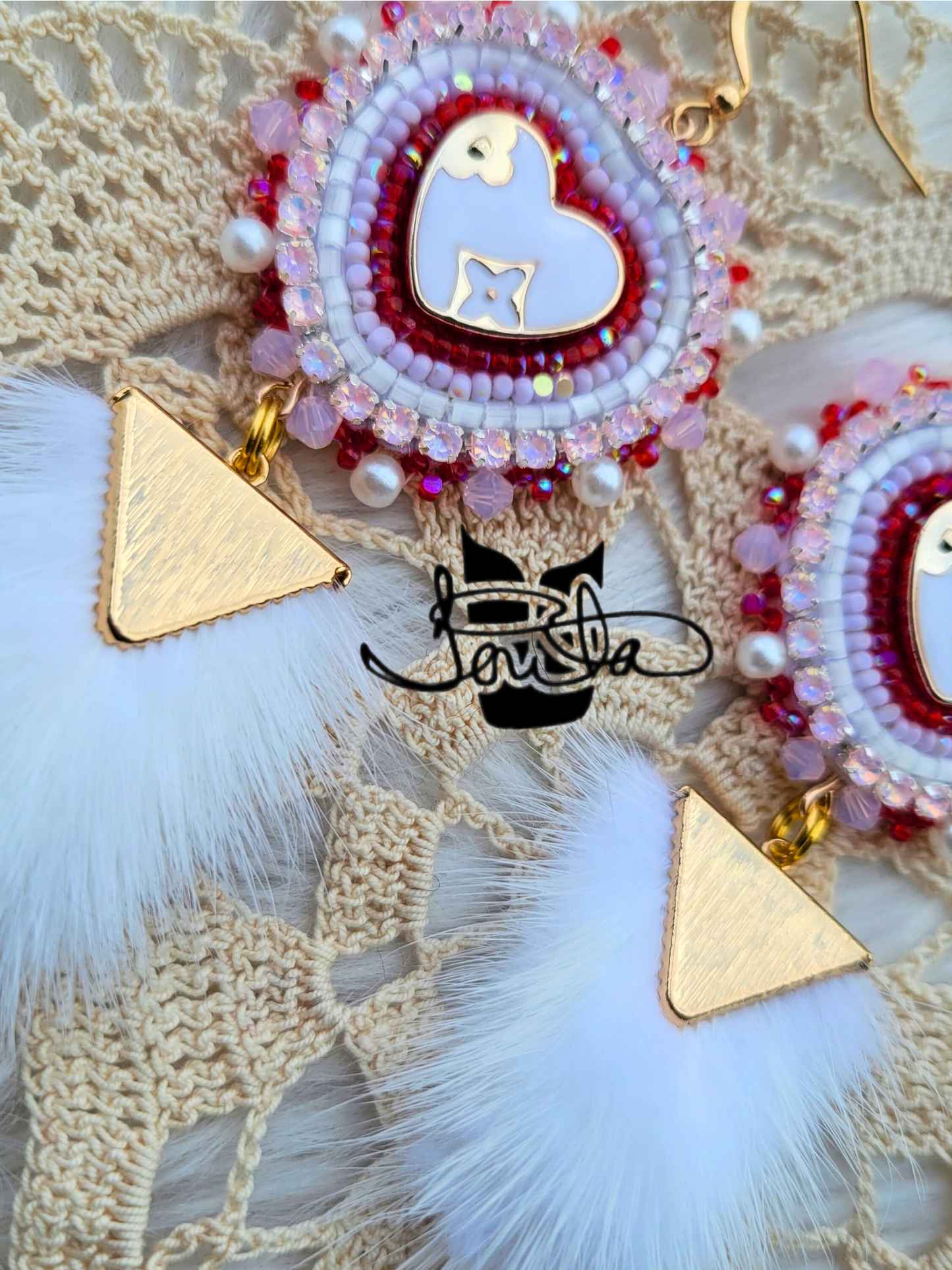 Valentine collection white beaded earrings