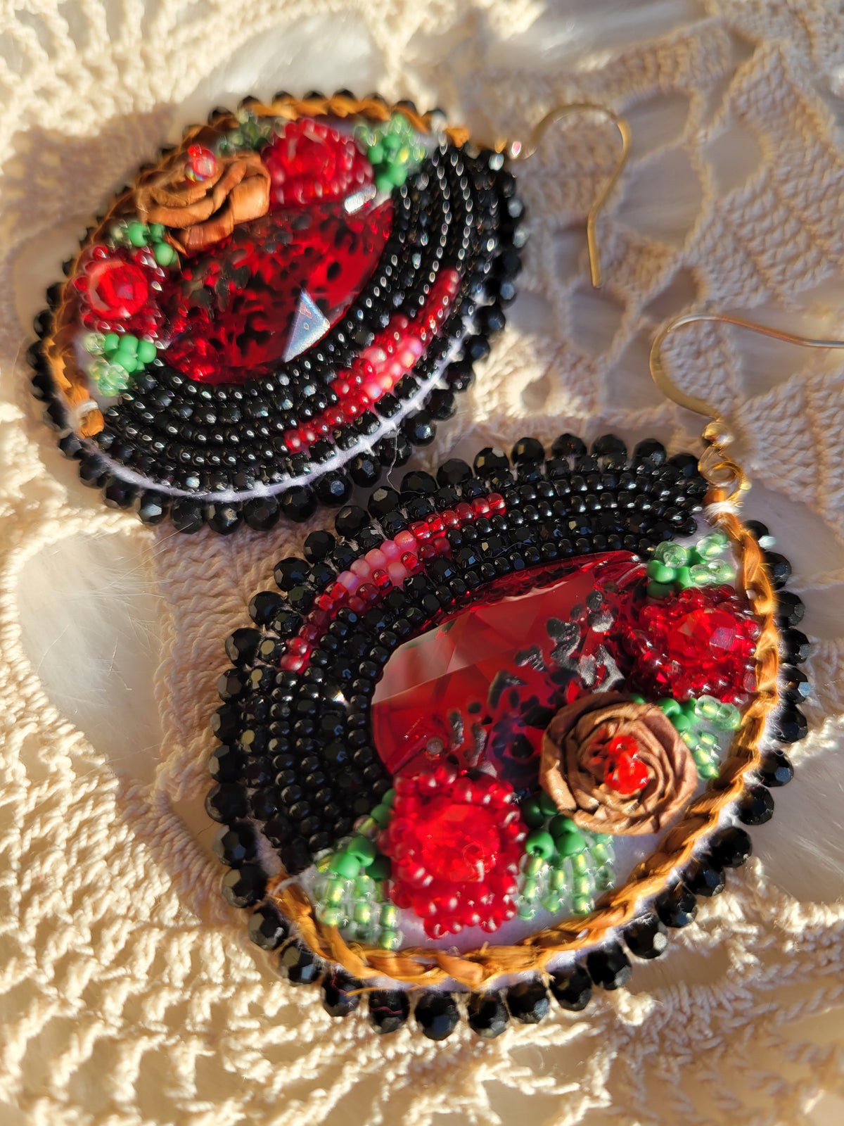 Cedar rose beaded earrings