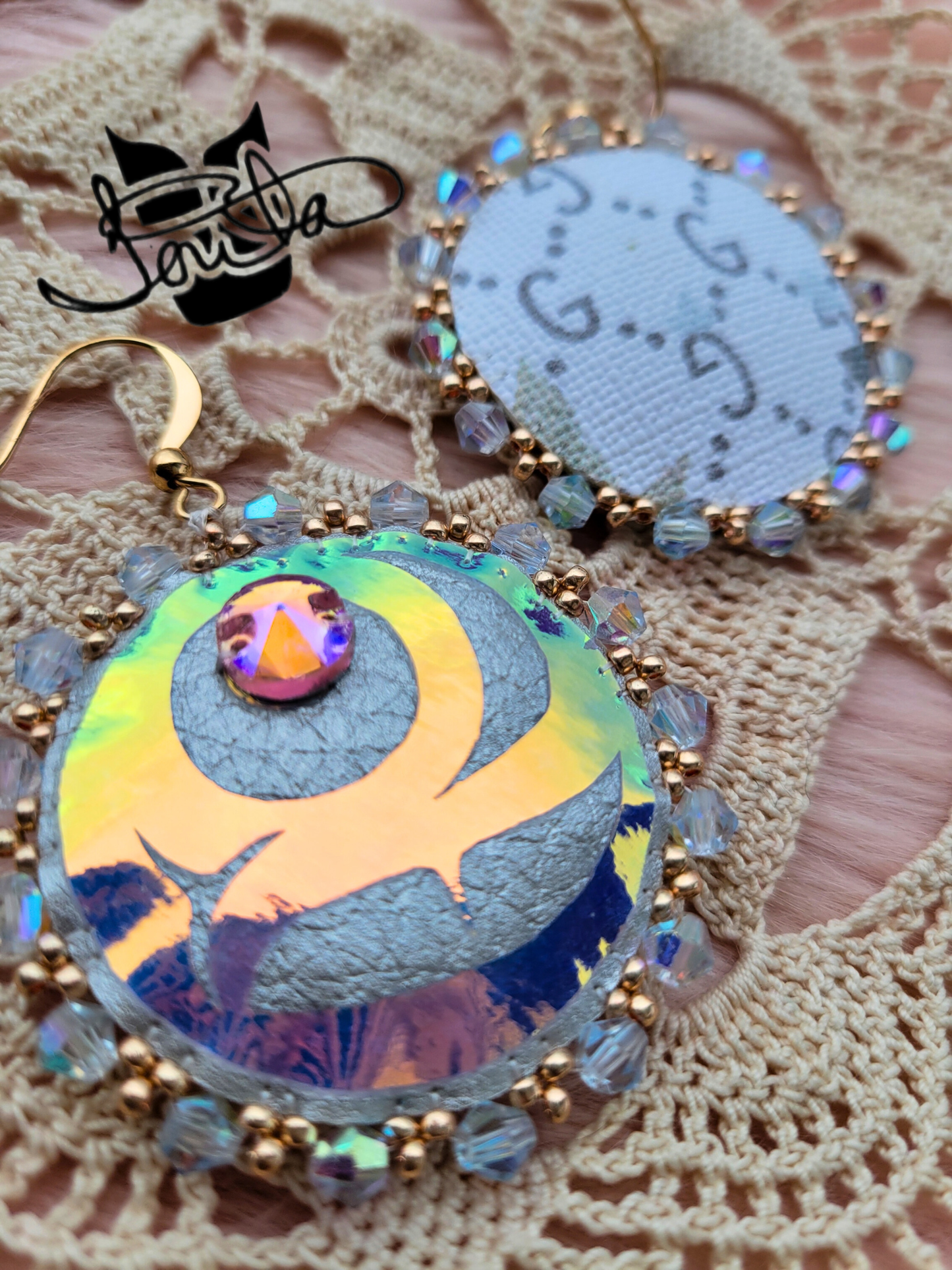 Salmon egg beaded earrings