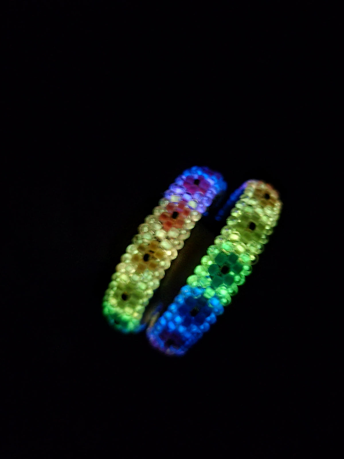 Rainbow Flower Hoop Earrings that glows in the dark
