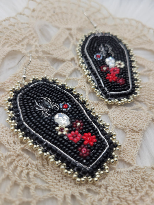 Coffin beaded earrings