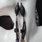 Matte black,  abalone, and silver earrings