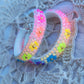 Rainbow Flower Hoop Earrings that glows in the dark