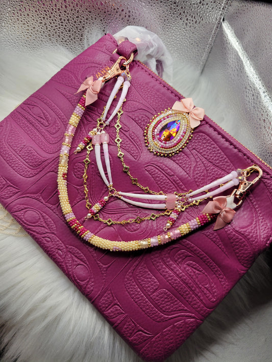 Boujee Beaded Cross body Purse in Fuchsia