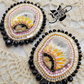 Sunflower antler earrings