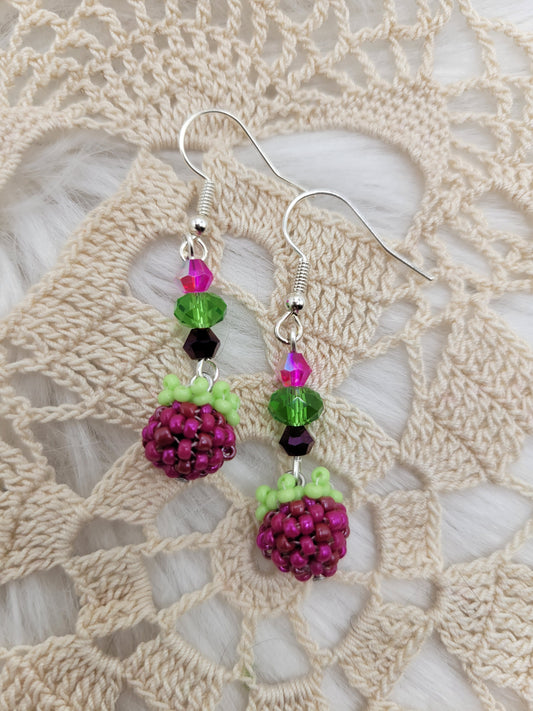 Black berry beaded earrings