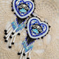 Fabric hearts cabs with moon design and dentalium dangles