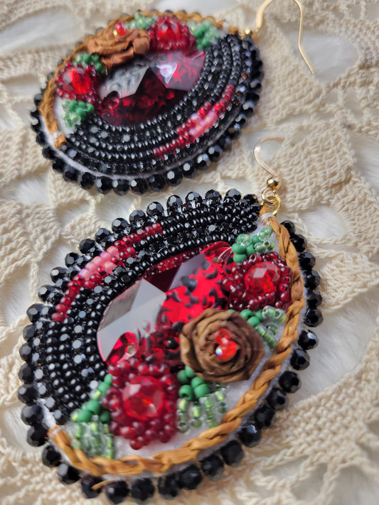 Cedar rose beaded earrings