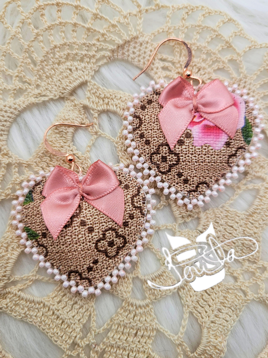 Mini heart pillow beaded earrings