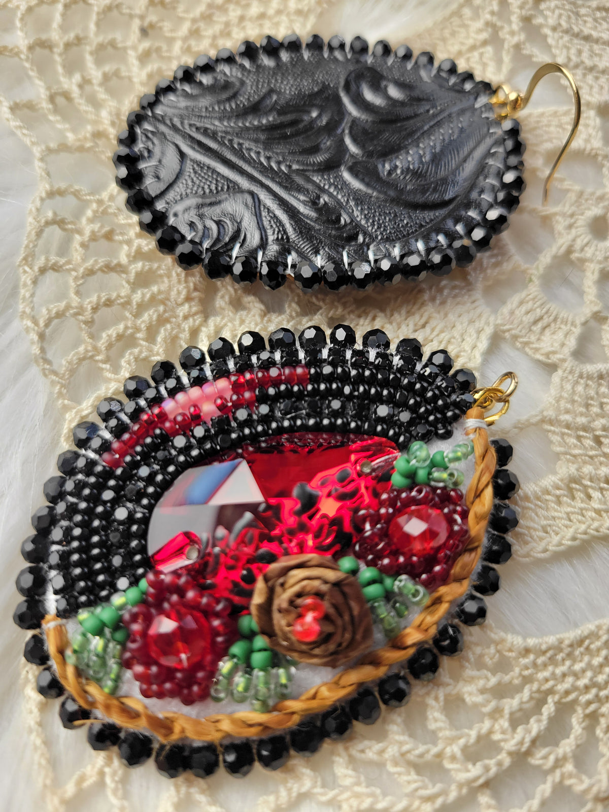 Cedar rose beaded earrings
