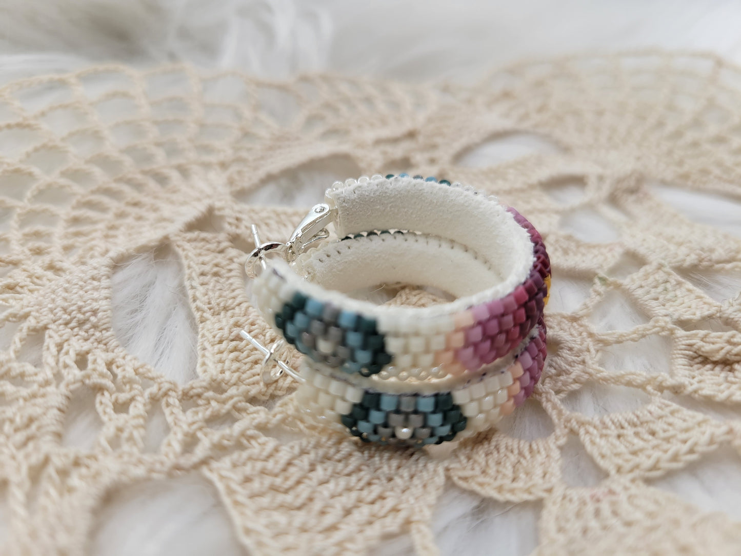 Small Beaded Hoop Earrings