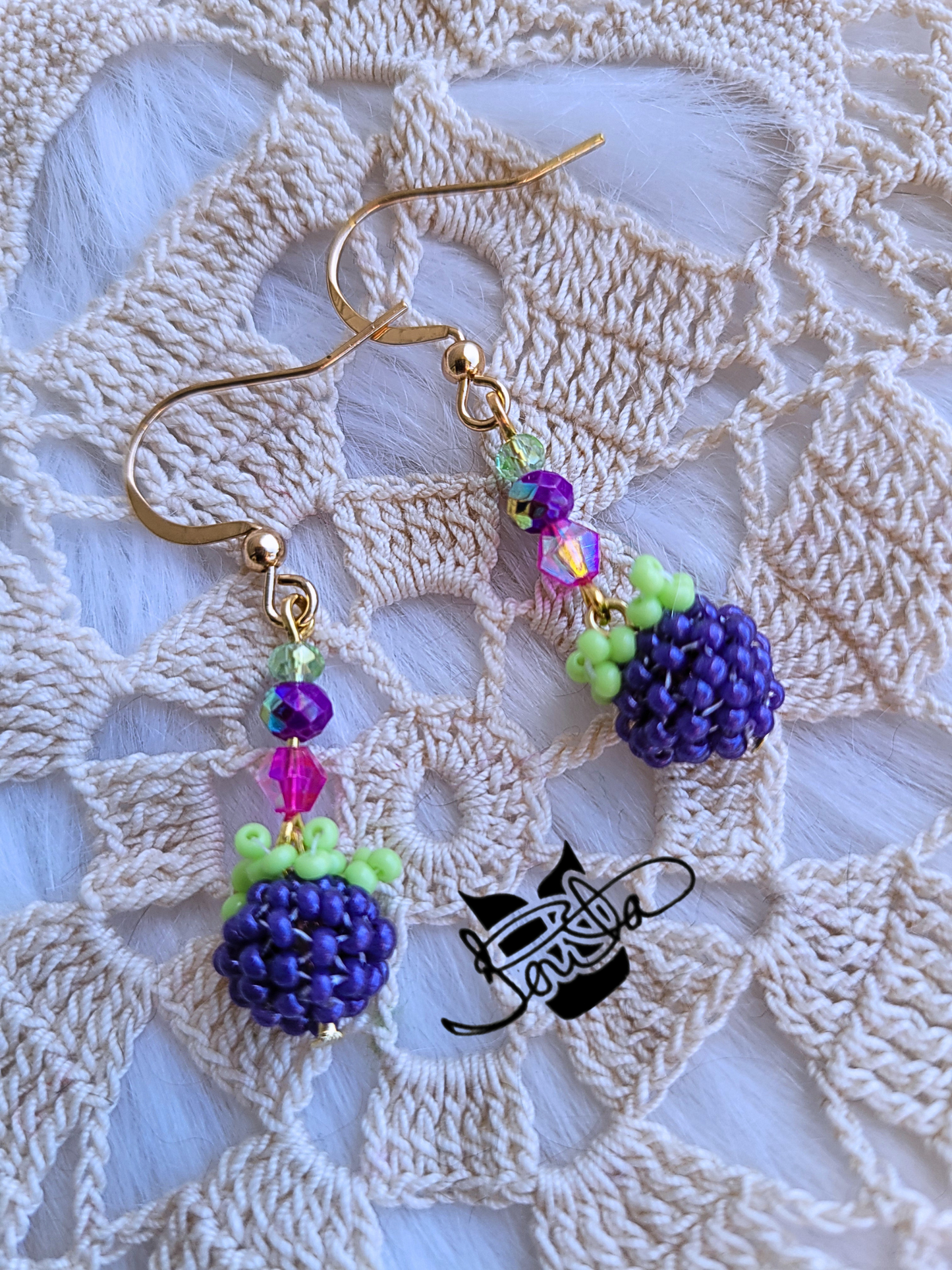 Blackberry beaded earrings