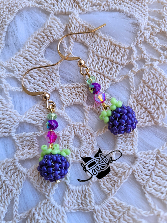 Blackberry beaded earrings