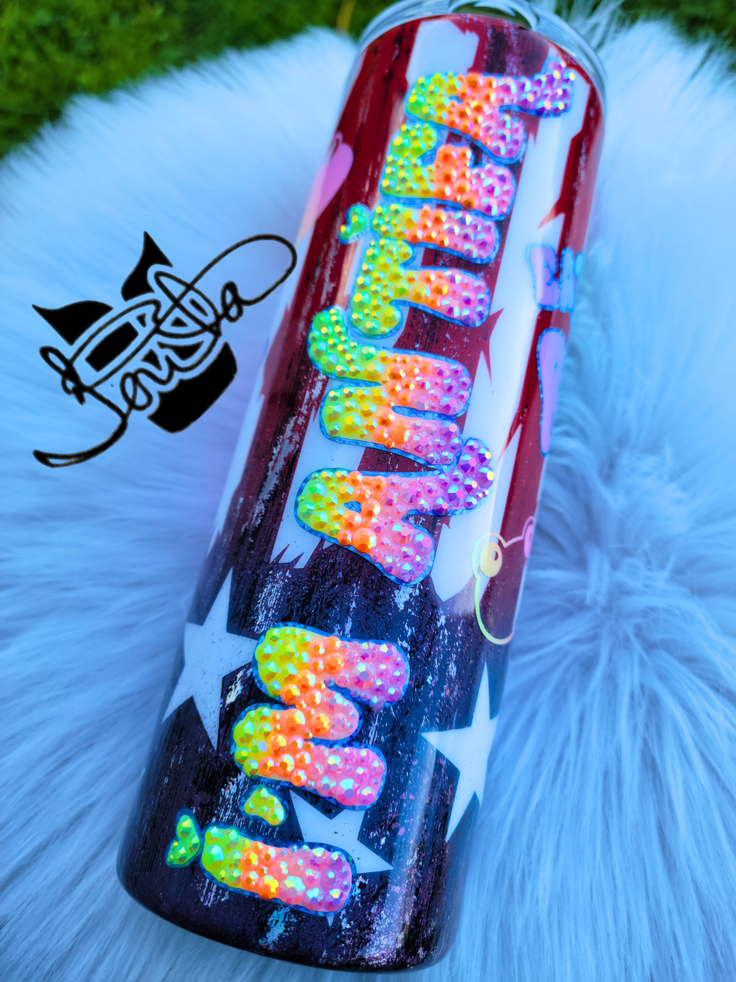 20oz Aunt Tifa Tumbler with Rhinestone ombre