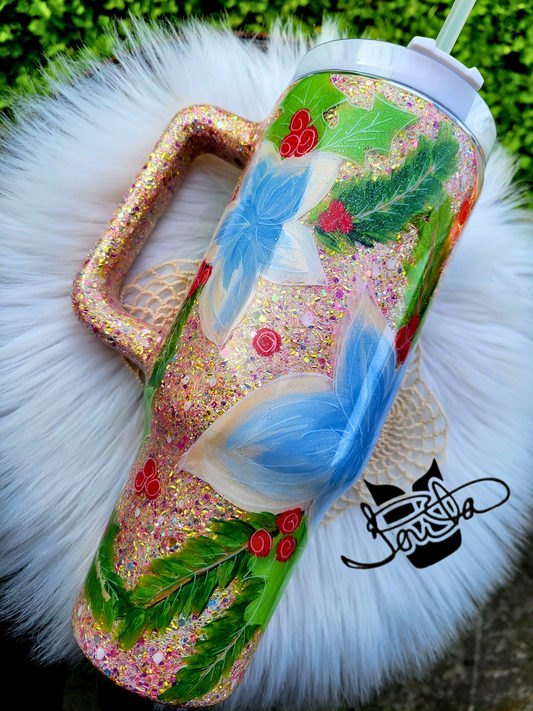 40oz Blue Christmas Tumbler