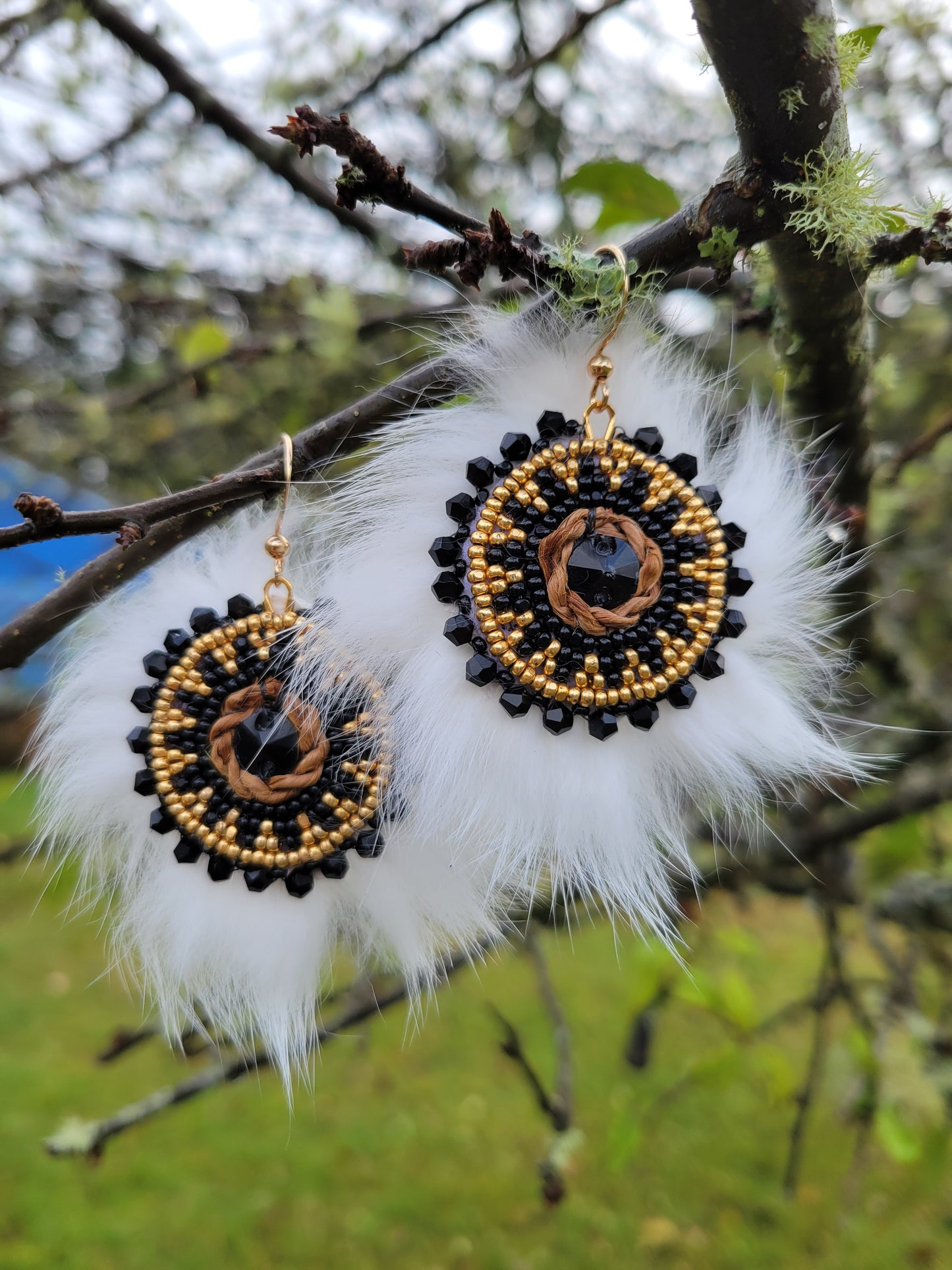 Boots with the fur earrings