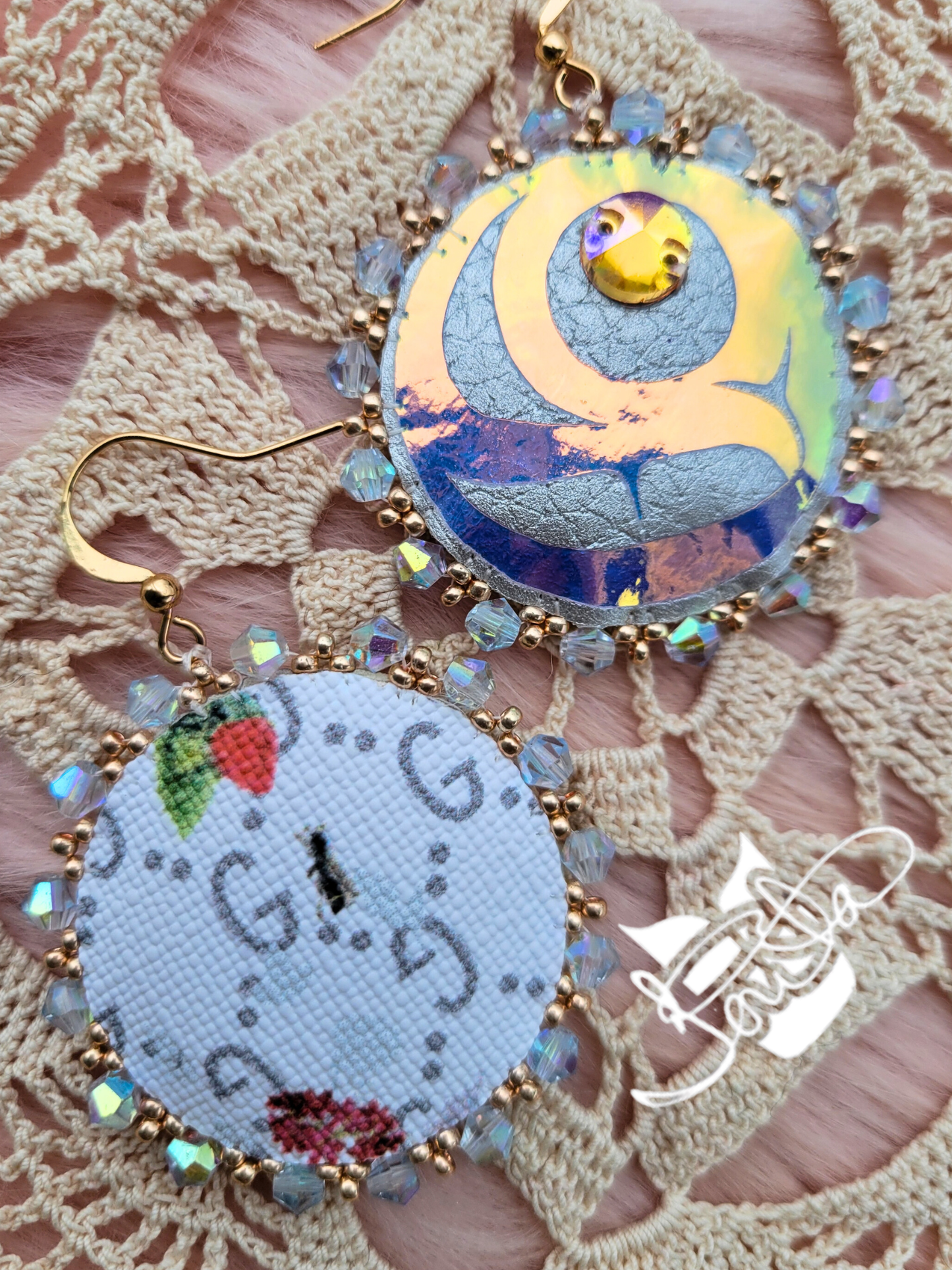 Salmon egg beaded earrings