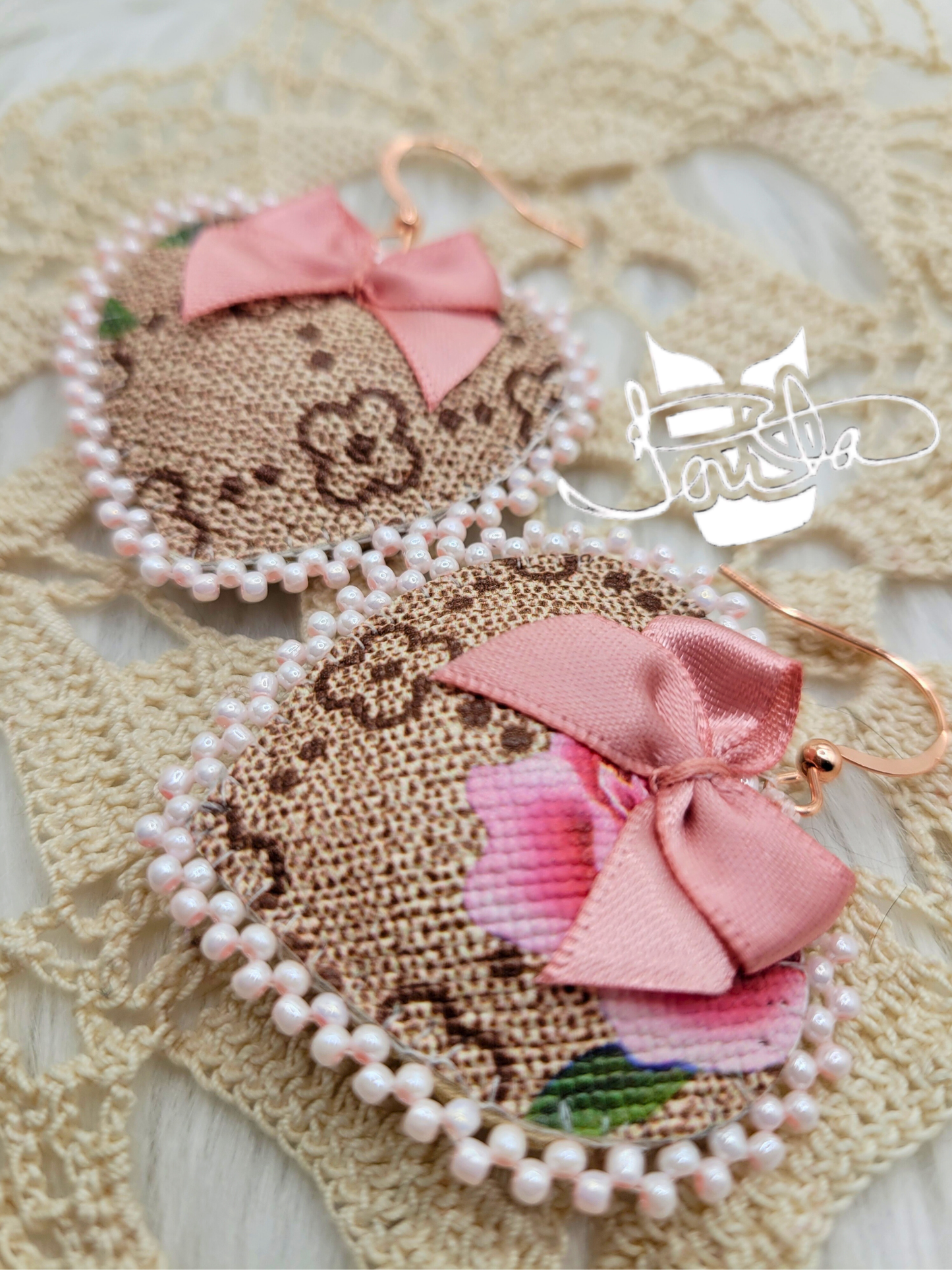 Mini heart pillow beaded earrings