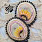 Sunflower antler earrings