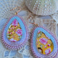 Gold mirrored rose cab beaded earrings