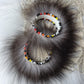 50mm Silver Fox hoop earrings with fire colors beaded edges.