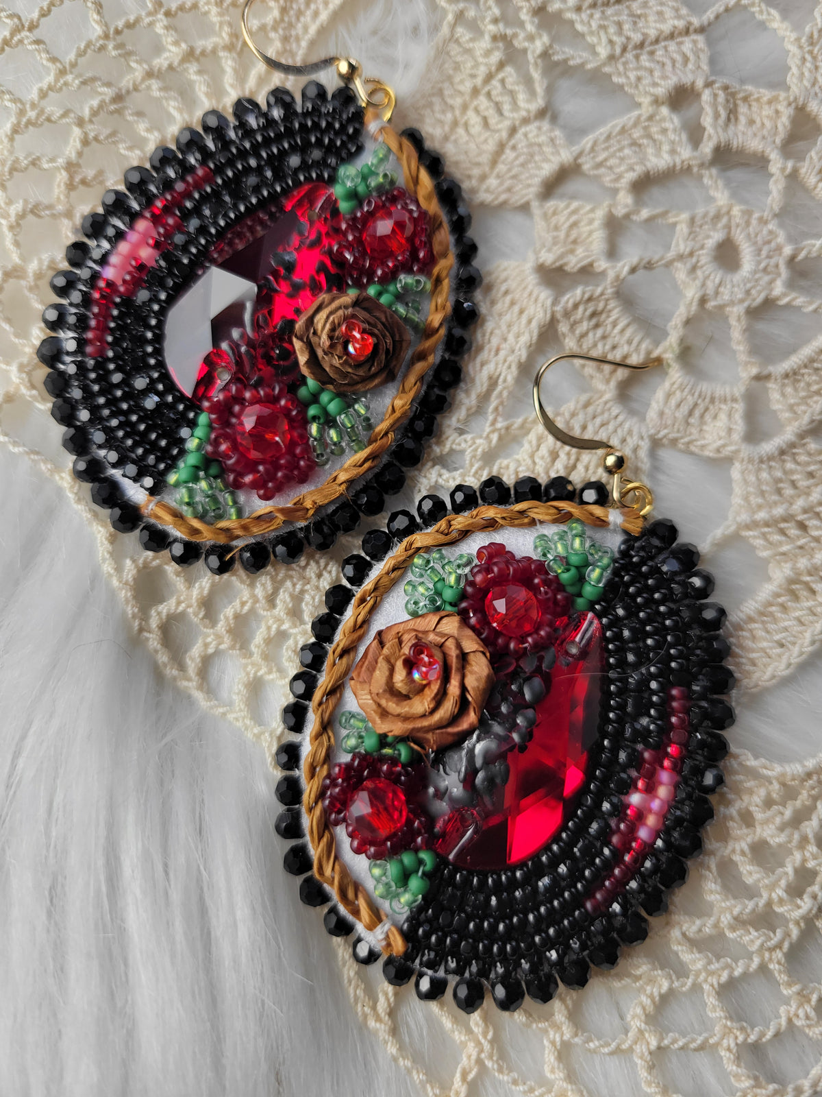 Cedar rose beaded earrings