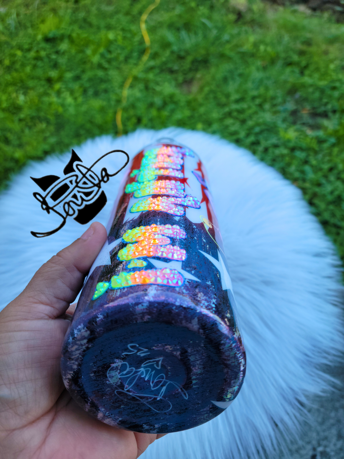 20oz Aunt Tifa Tumbler with Rhinestone ombre