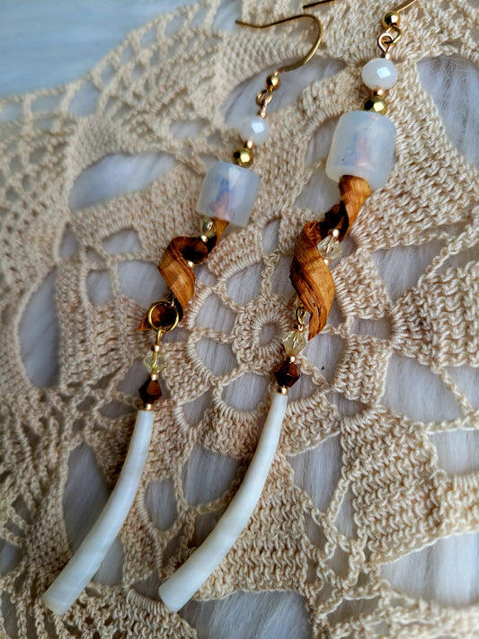 White trade beads with cedar and dentalium