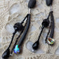 Matte black,  abalone, and silver earrings