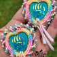 Turquoise bear claw beaded pendant rainbow earrings with cedar rope and dentalium