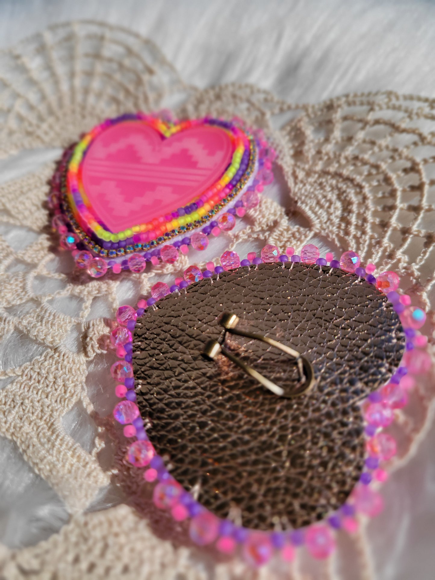 Stacked neon glow hearts