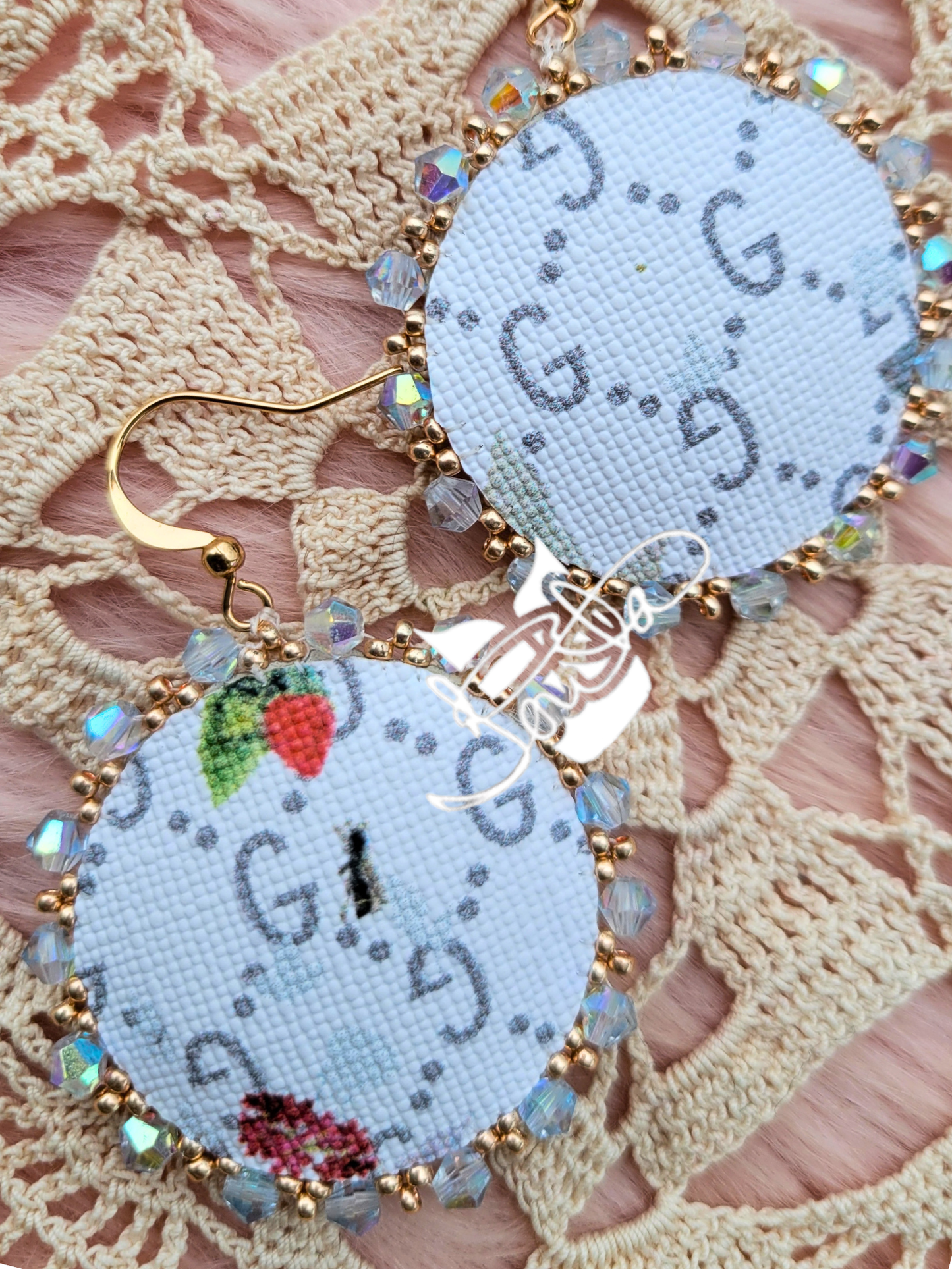 Salmon egg beaded earrings