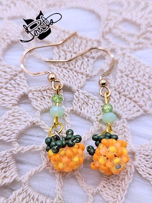 Salmon Berry beaded earrings