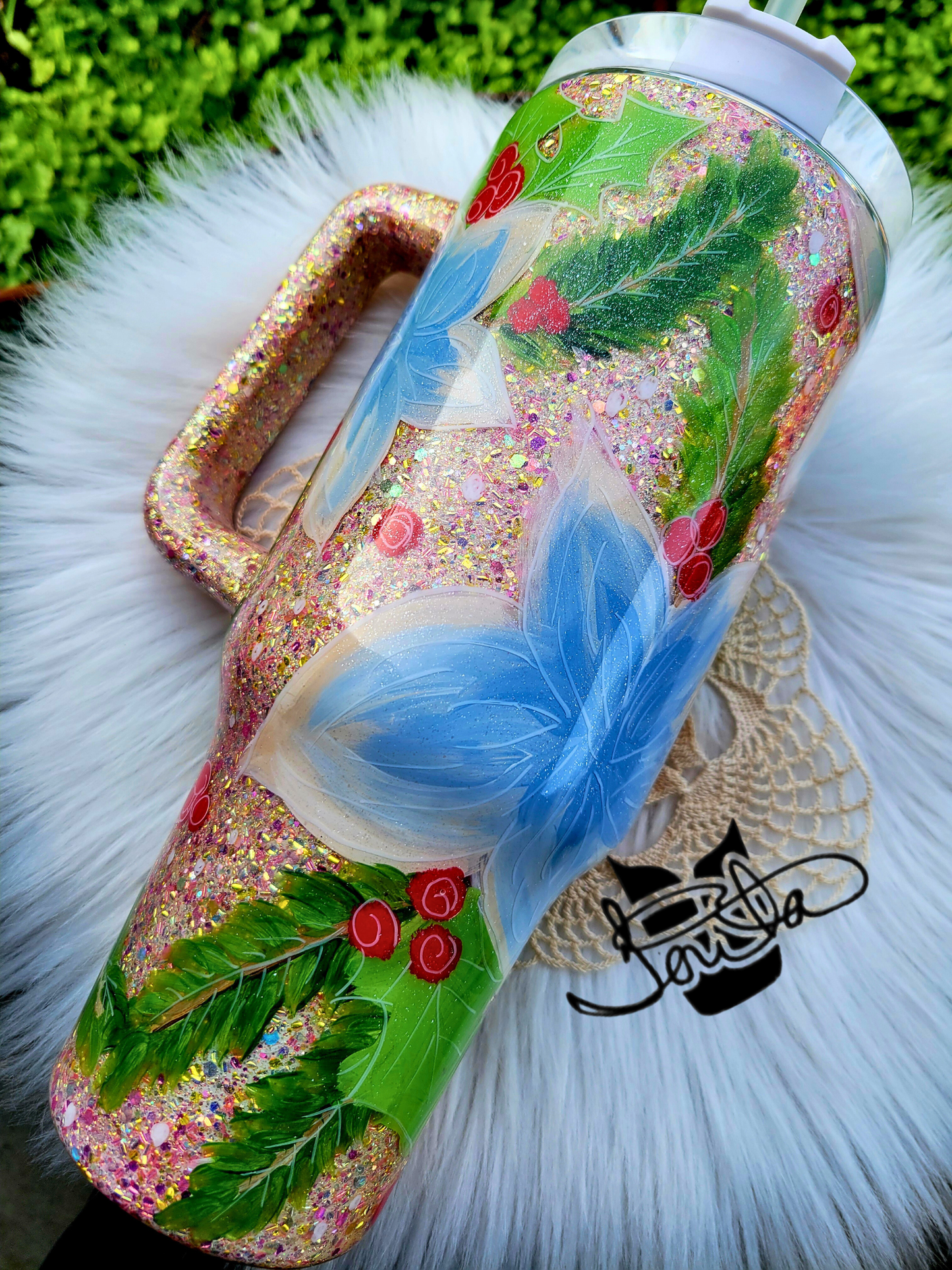 40oz Blue Christmas Tumbler